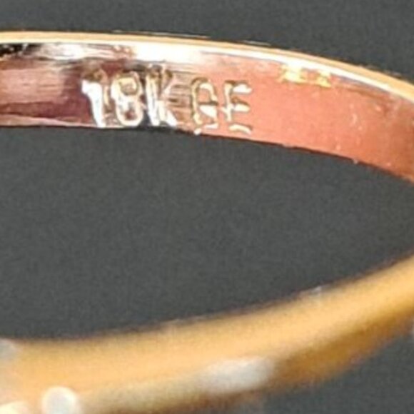 Marquise Cut CZ Baguette Engagement Ring 18 Karat Gold Electroplate Size 8 - Picture 3 of 6